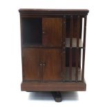 Edwardian inlaid mahogany revolving bookcase, 87cm H x 59cm W x 59cm D