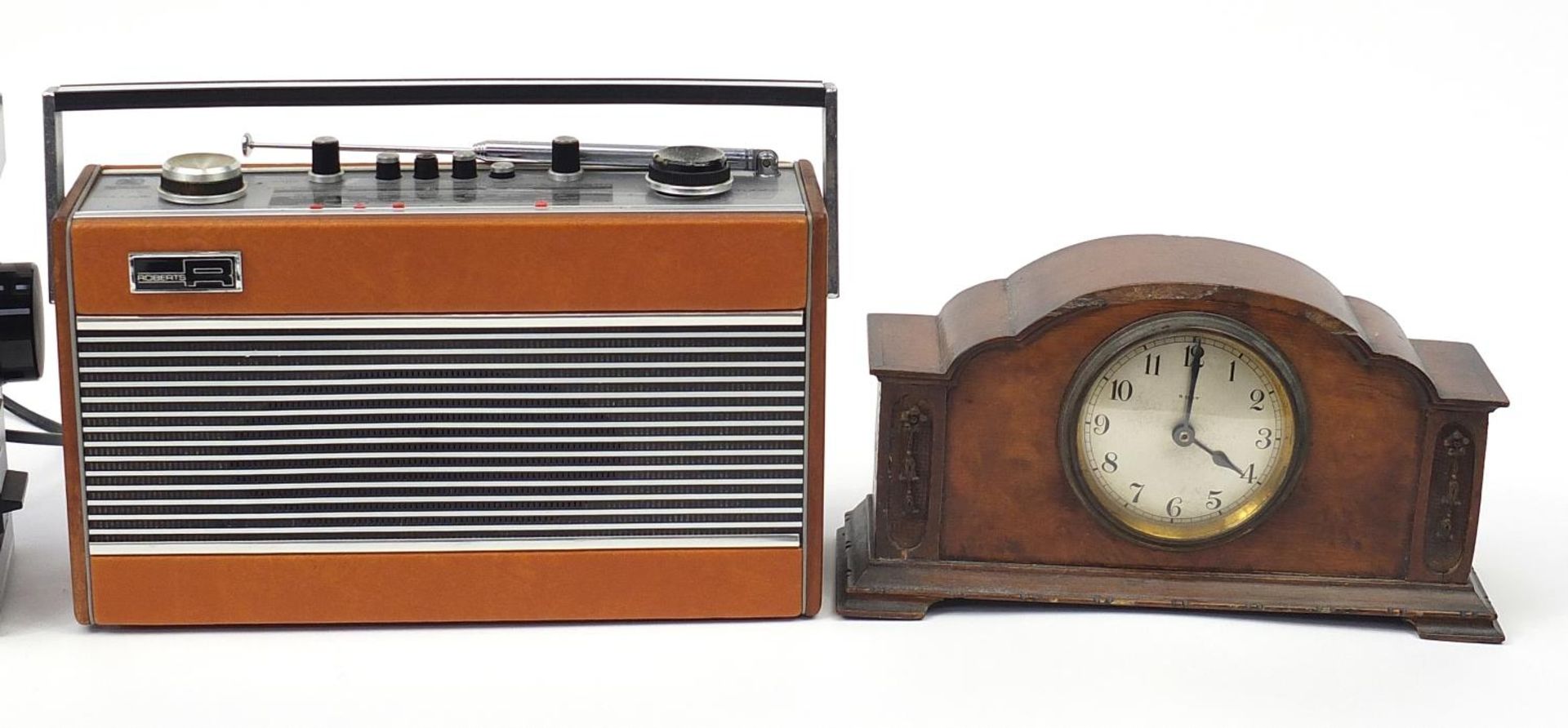 Three vintage radios and an eight day mantle clock including Philips radio cassette recorder model - Image 3 of 4