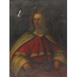 Three quarter length portrait of a cardinal, antique old master oil on canvas, framed, 104cm x