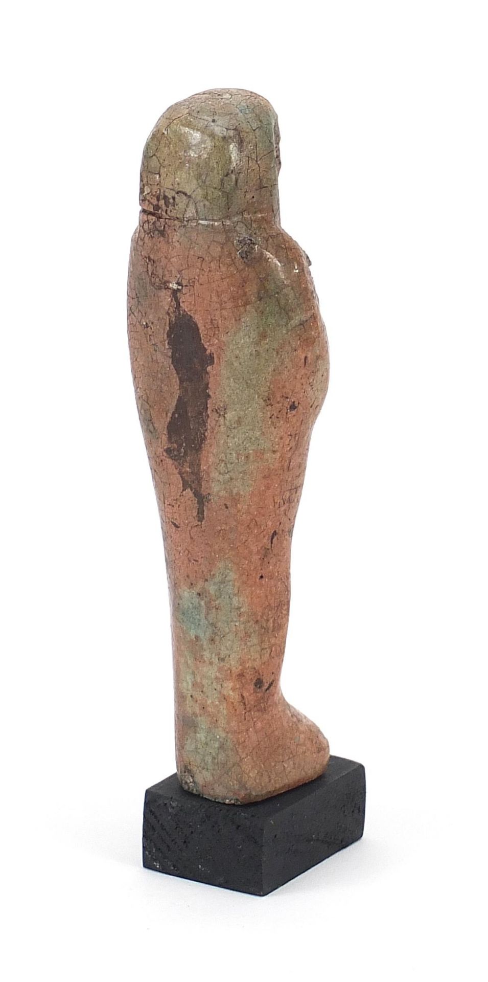 Egyptian style ushabti raised on a wooden base, overall 19cm high - Image 2 of 3