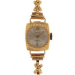 Perfex, ladies 9ct gold wristwatch with 9ct gold strap, the case 14mm wide, weighable 9ct gold 9.0g,