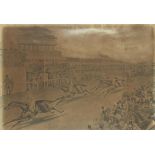 After Charles Hunt - Liverpool Grand Steeplechase, 1839, coming in, antique print, mounted, framed