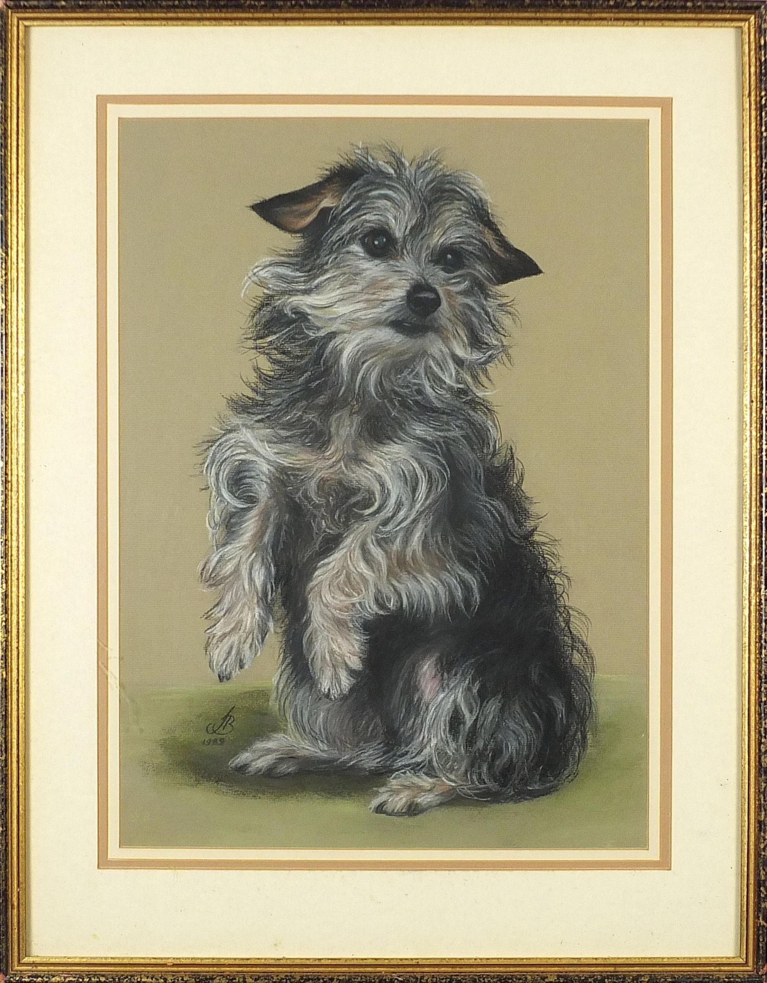 Portrait of a Terrier, pastel, indistinctly monogrammed and dated, possibly J B, 1989, mounted, - Image 2 of 4