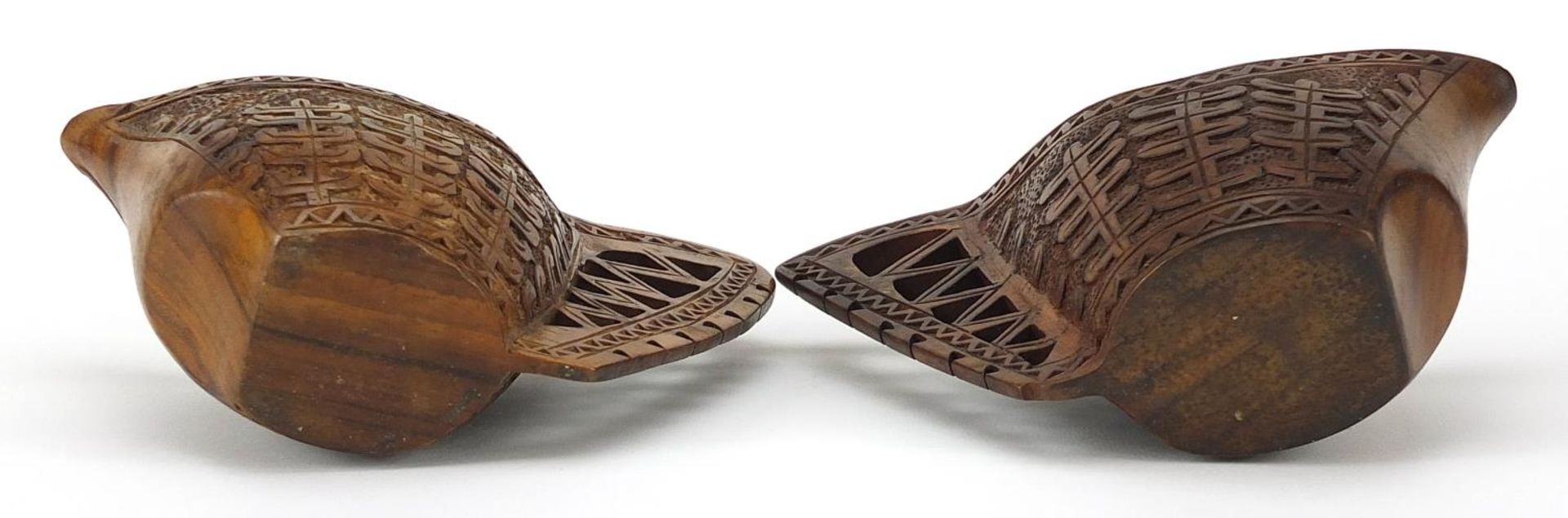 Pair of Scandinavian carved hardwood cups, the largest approximately 15.5cm - Image 3 of 3