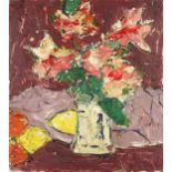 Manner of George Leslie Hunter - Still life flowers and fruit, Scottish Colourist school impasto oil