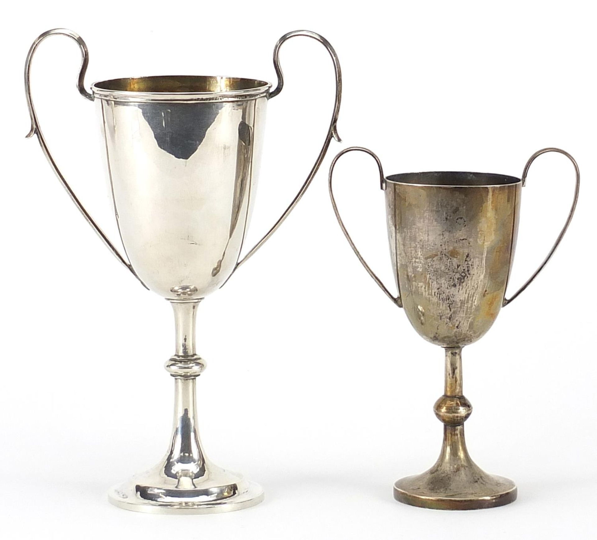 Two Chinese silver tennis trophies engraved RNA Depot Hong Kong Winner Tennis Tournament 1928 F - Image 2 of 4