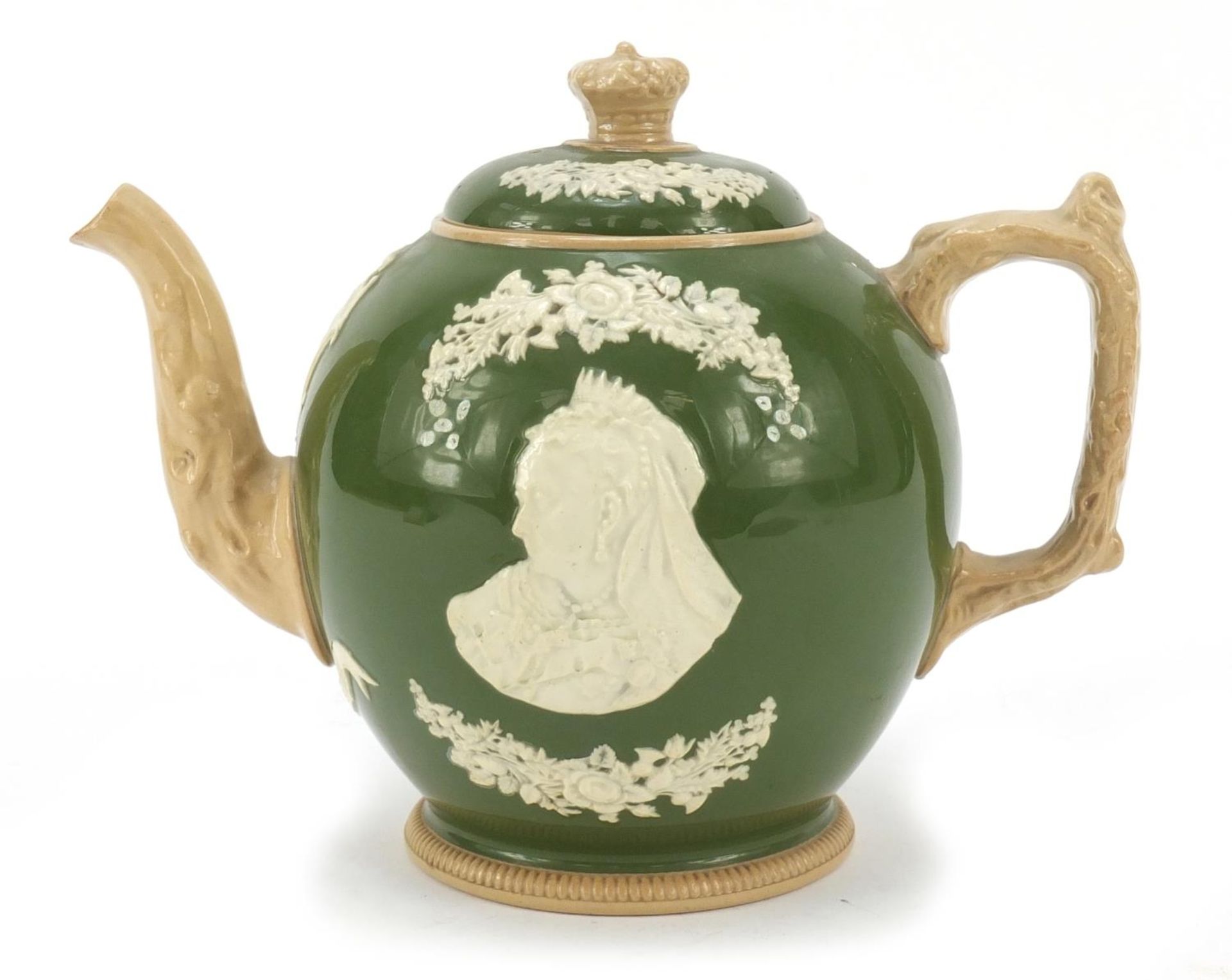 Victorian Copeland diamond jubilee teapot retailed by T Goode & Co, 16.5cm high There is a very - Image 2 of 8