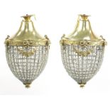 Pair of ornate chandeliers with gilt metal mounts, 50cm high