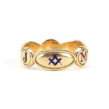 14ct gold and enamel masonic ring, size Z+, 8.5g