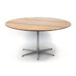 Arne Jacobsen for Fritz Hansen, Danish rosewood and chrome dining table with label to the base