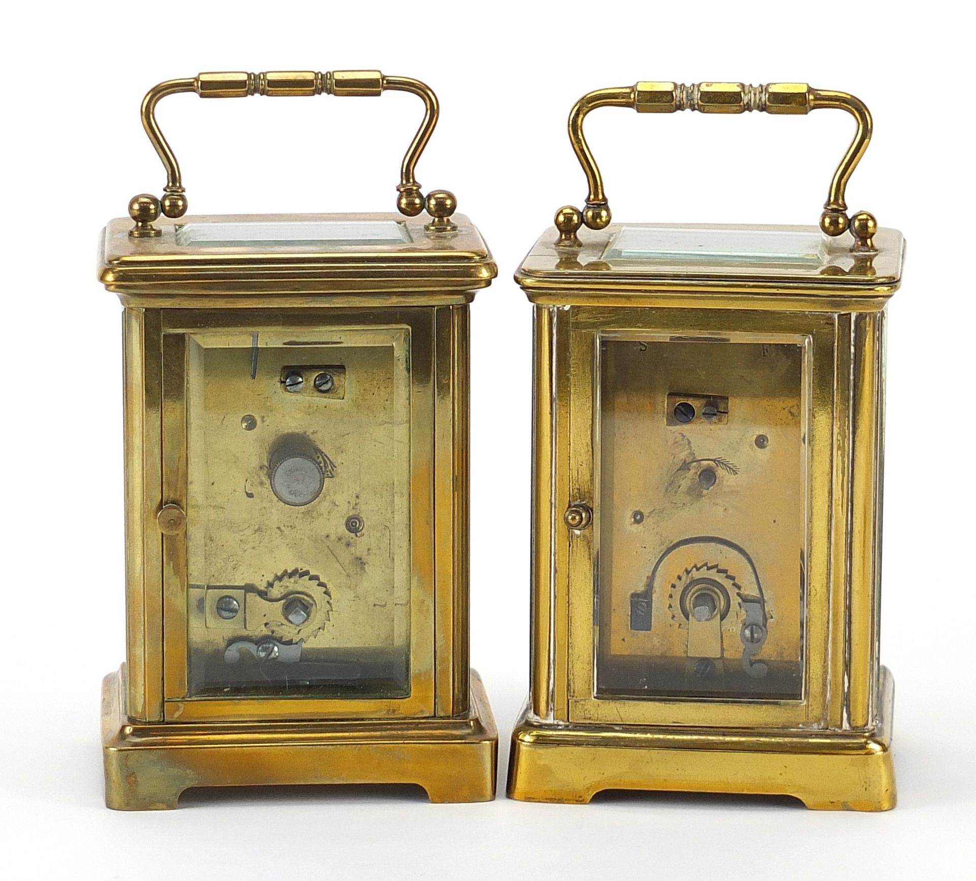 Two brass cased carriage clocks with enamel dials, each approximately 11cm high Both clocks wind and - Image 2 of 4