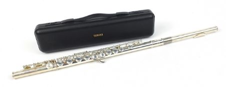 Yamaha silver plated three piece flute numbered 211SII, housed in a fitted case