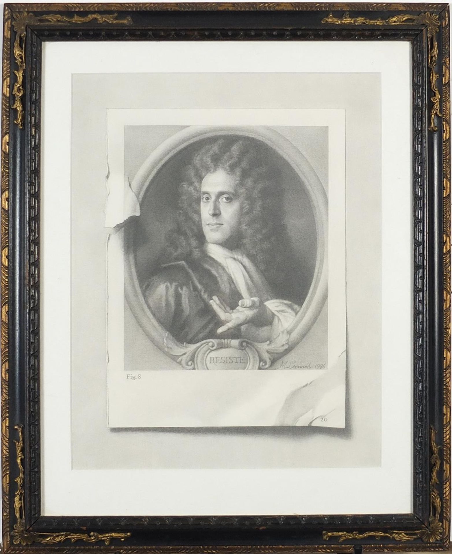 M Leonard - Portrait of a gentleman wearing a peri wig, pencil drawing, Morton Morris & Company, - Bild 2 aus 5