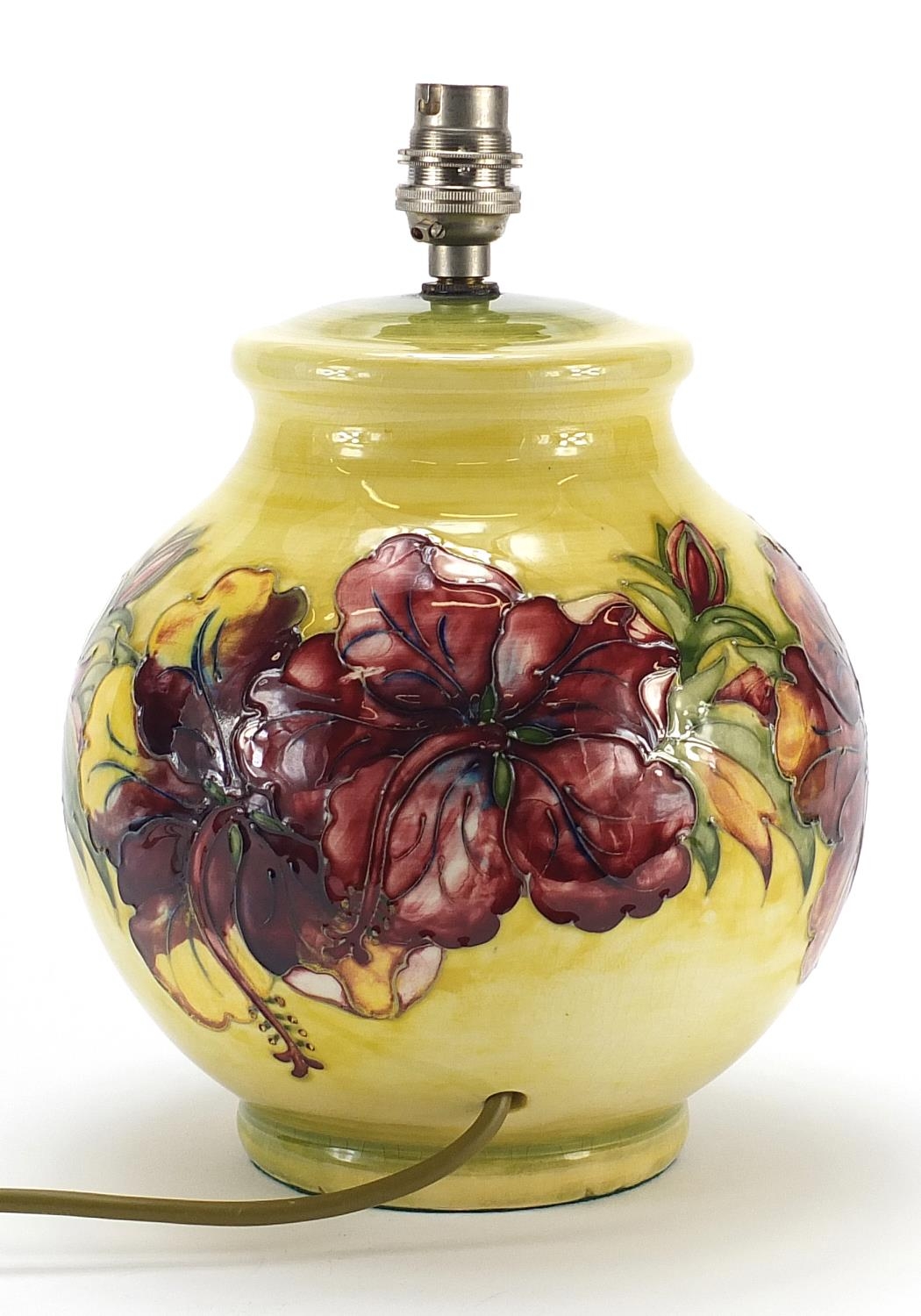 Moorcroft pottery table lamp hand painted with flowers, 23cm high - Image 2 of 4