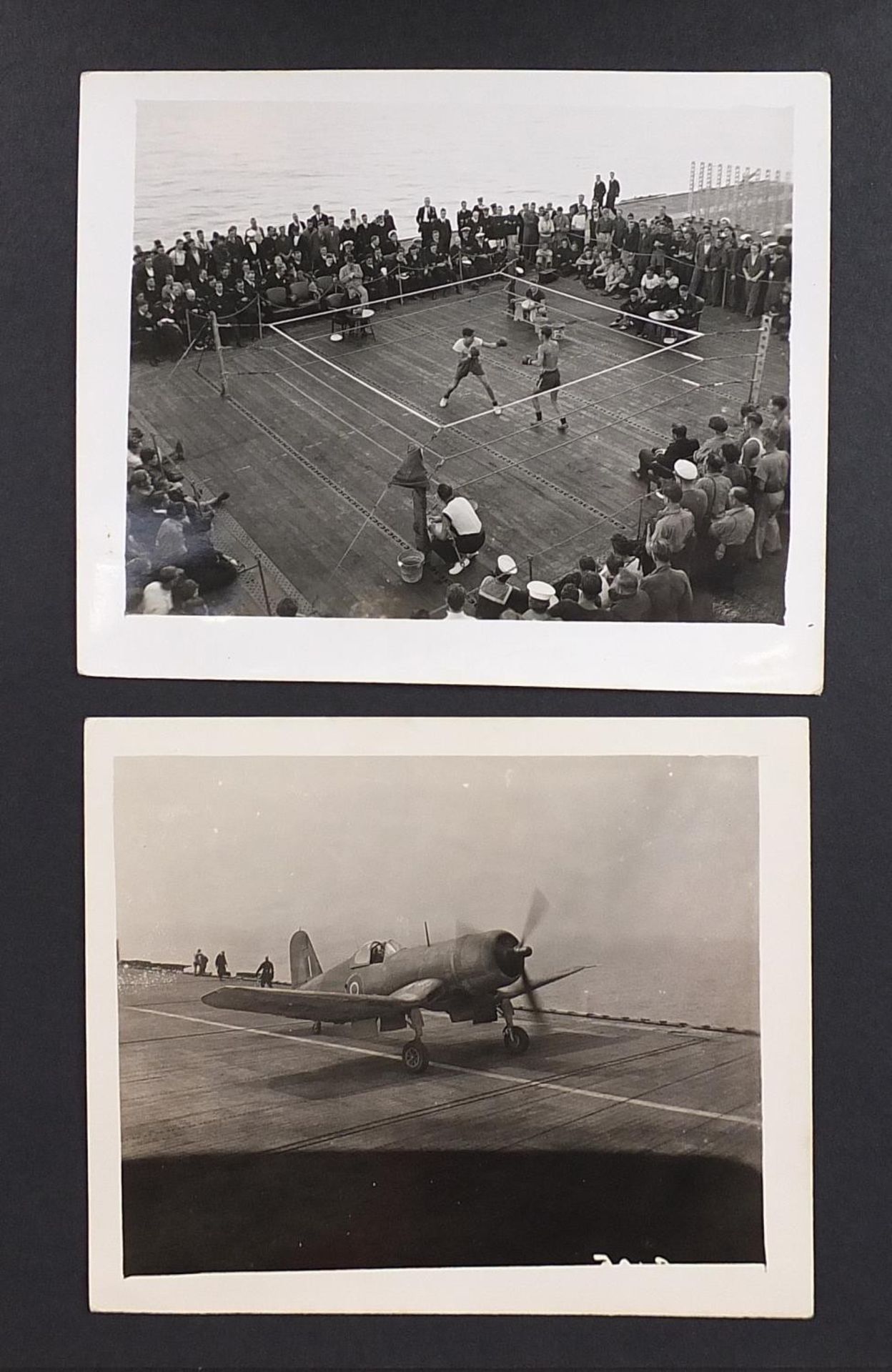 World War II black and white photograph album relating to HMS Rajah Roker class carrier, including - Bild 12 aus 23