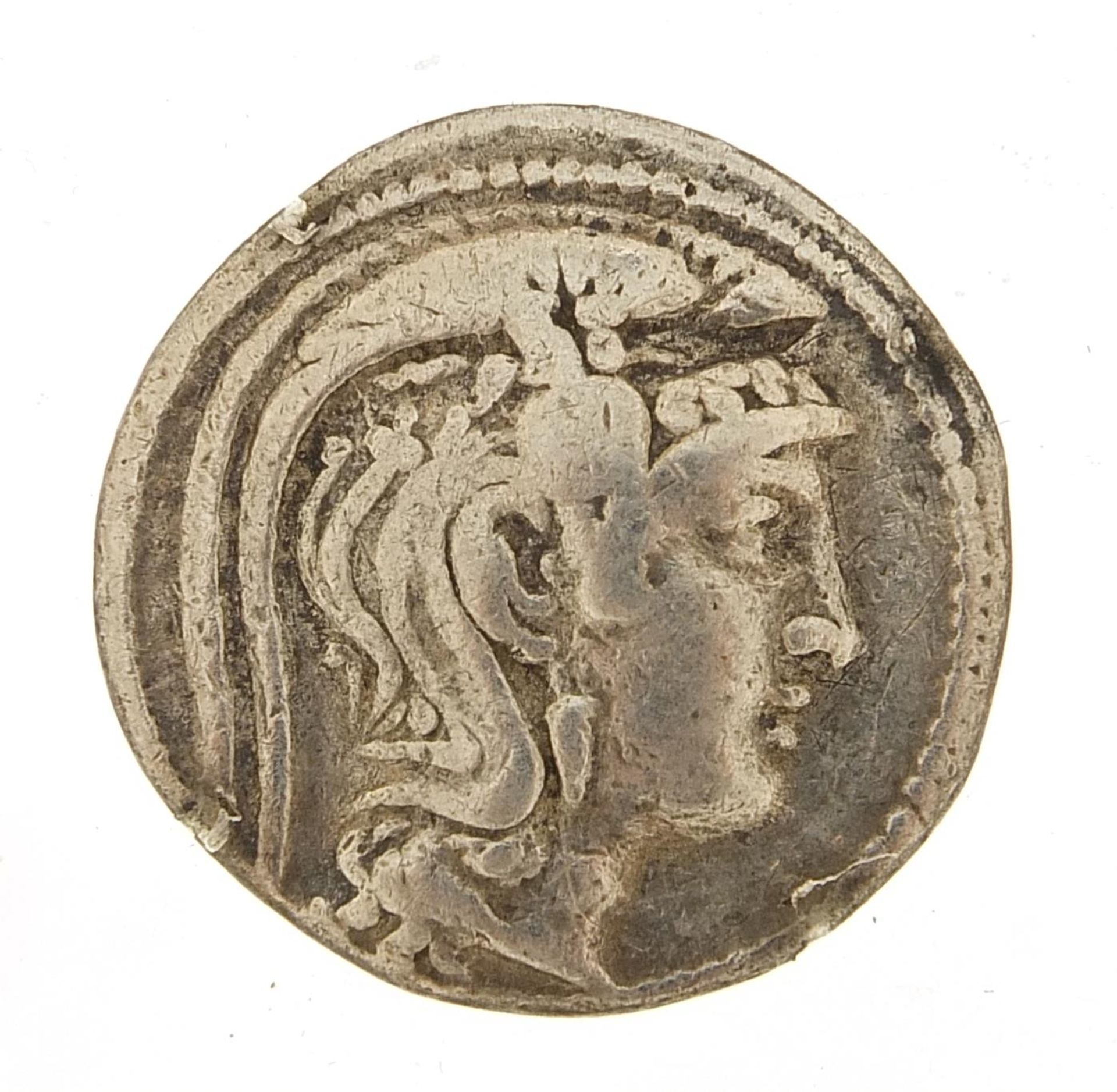 Antique Greek silver Tetradrachm coin, 29mm in diameter, 16.7g