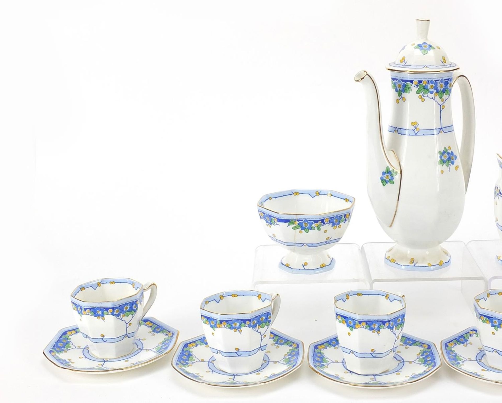Royal Doulton Arvon six place coffee service, the coffee pot 22cm high - Image 2 of 4