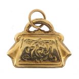 9ct gold handbag charm, 1.4cm in length, 0.6g