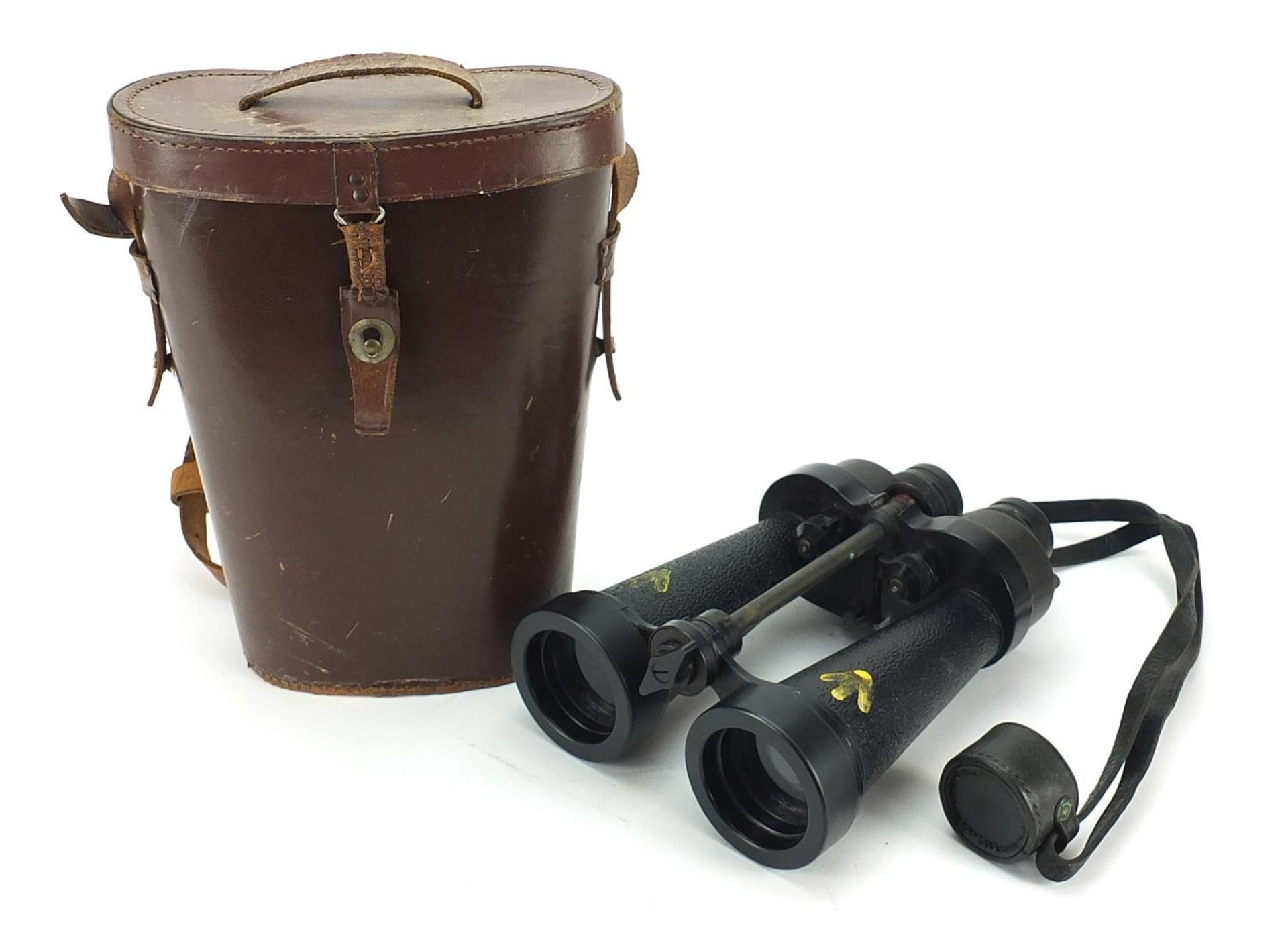 Pair of British military Barr & Stroud binoculars number 1900A with case, 24cm in length