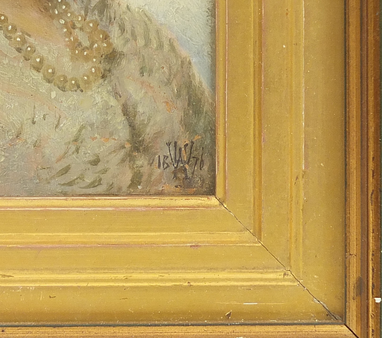 Head and shoulders portrait of a lady wearing pearls, late 19th century Italian oil, indistinctly - Image 3 of 4