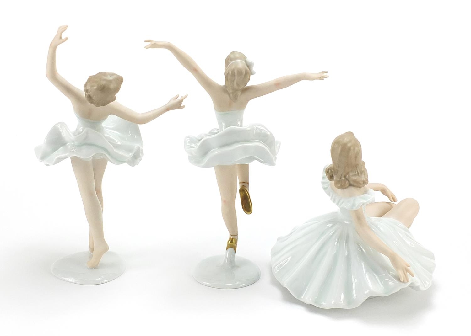 Wallendorf, Three German porcelain ballerina figurines, the largest 26cm high - Image 2 of 4