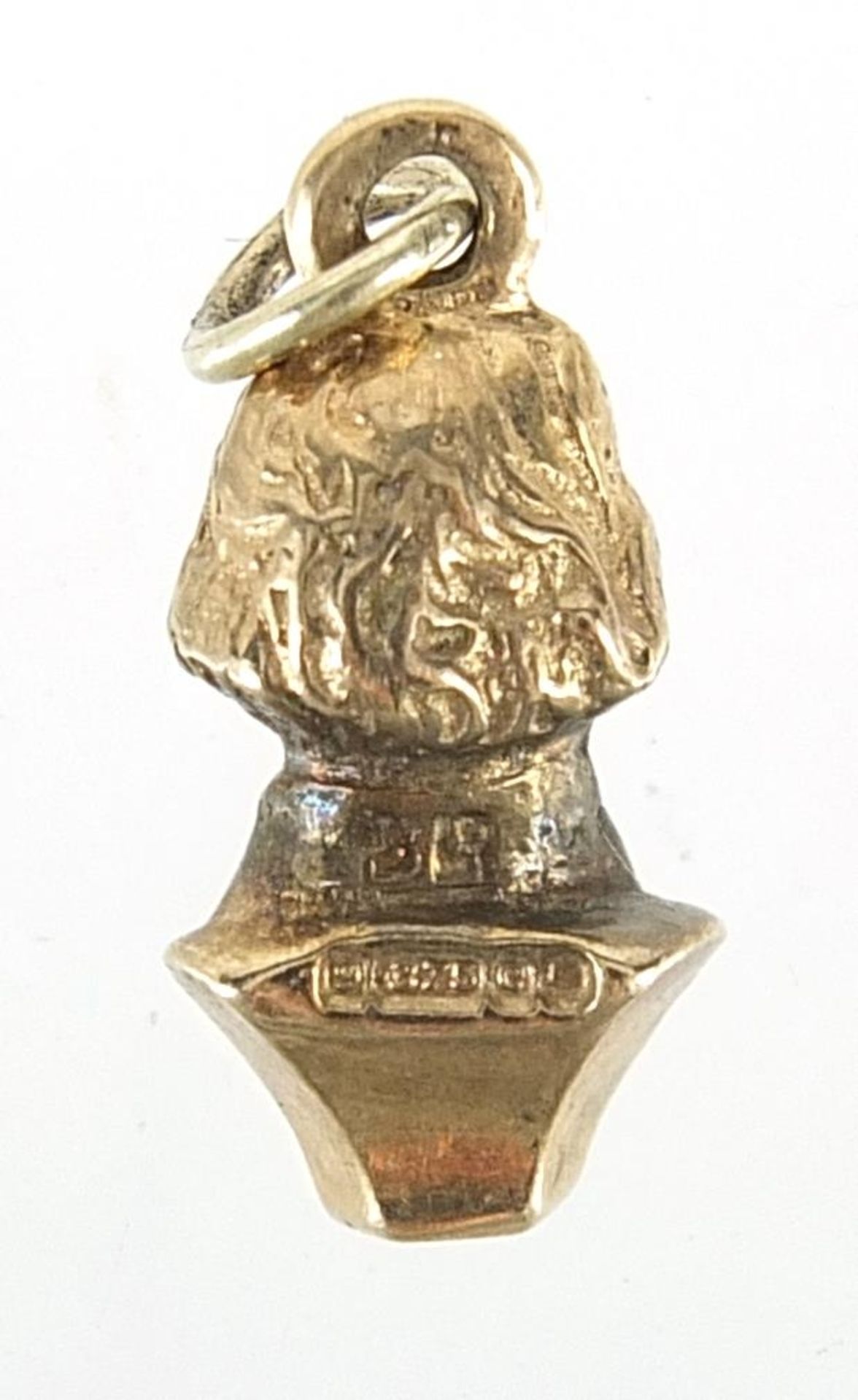 9ct gold Shakespeare bust charm, 1.6cm high, 2.3g - Image 3 of 3
