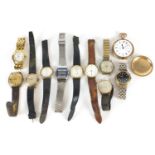 Vintage and later gentlemen's wristwatches and a gold plated pocket watch including Avia and Seiko