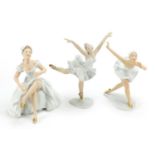 Wallendorf, Three German porcelain ballerina figurines, the largest 23cm high