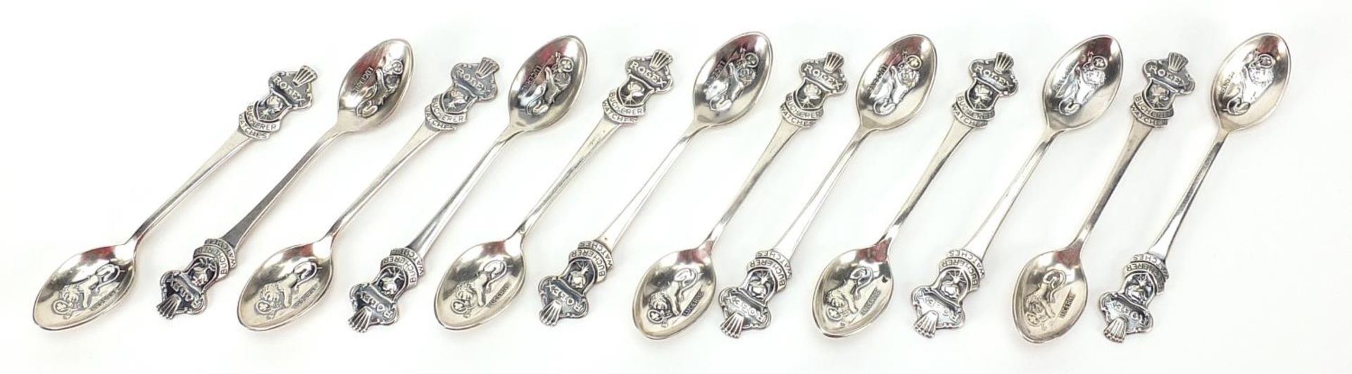 Set of twelve silver Rolex advertising teaspoons, 10.5cm in length, 153.0g