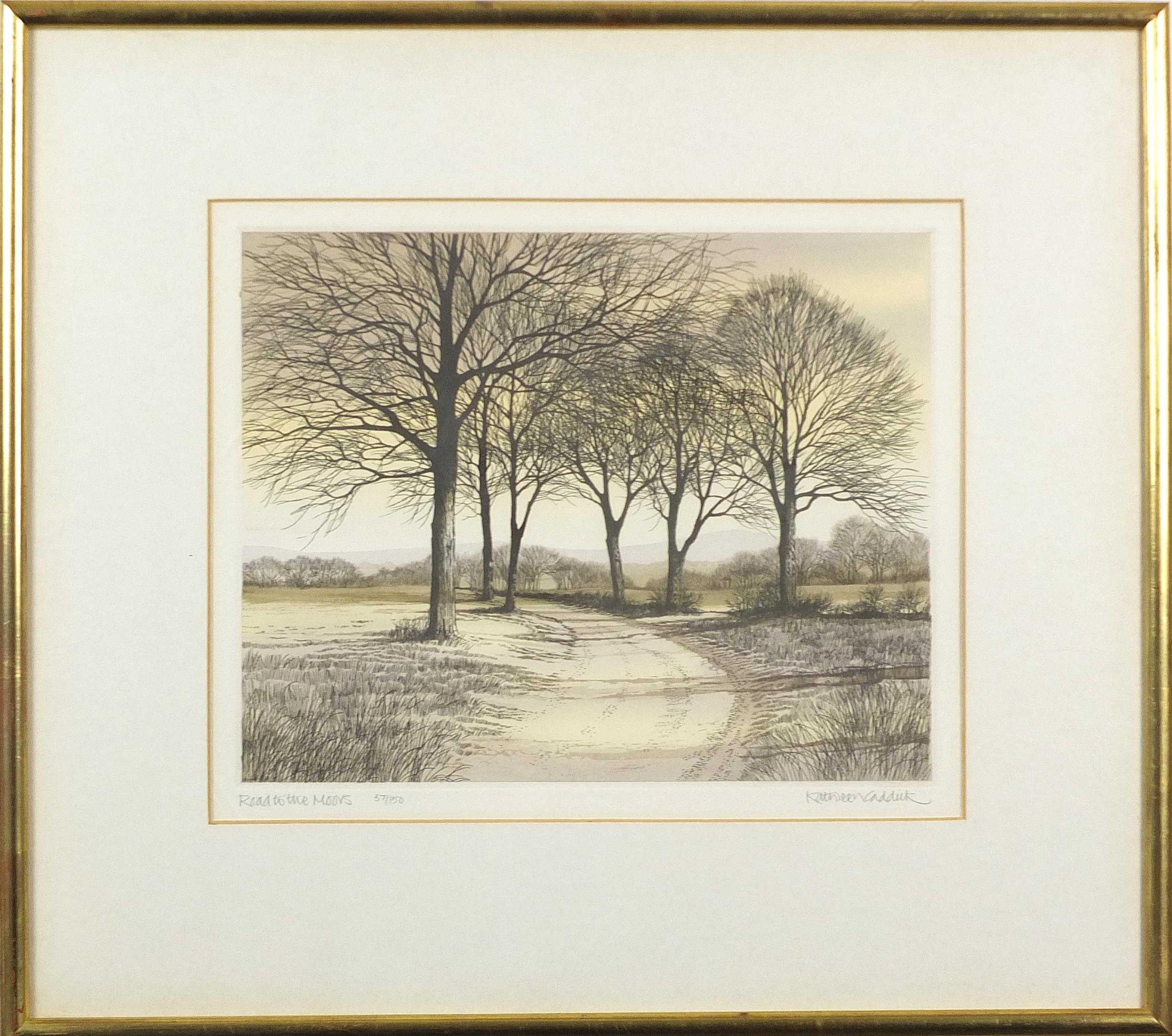 Kathleen Caddick - Road to the Moors, Evening by the Lake, Evening Walk and Melting Snow, four - Image 18 of 21