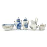 Group of predominantly early 19th century British pottery including two Willow pattern blue and