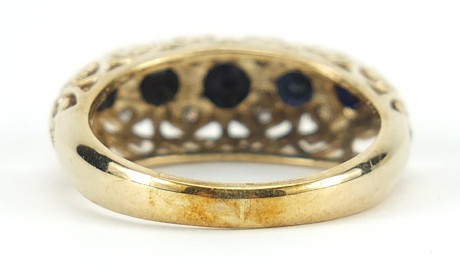 9ct gold sapphire and diamond stone ring, size M/N, 4.0g - Image 2 of 3