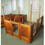 Oak ecclesiastical bimah, 185cm H x 192cm W x 295cm D (Buyer to dismantle)