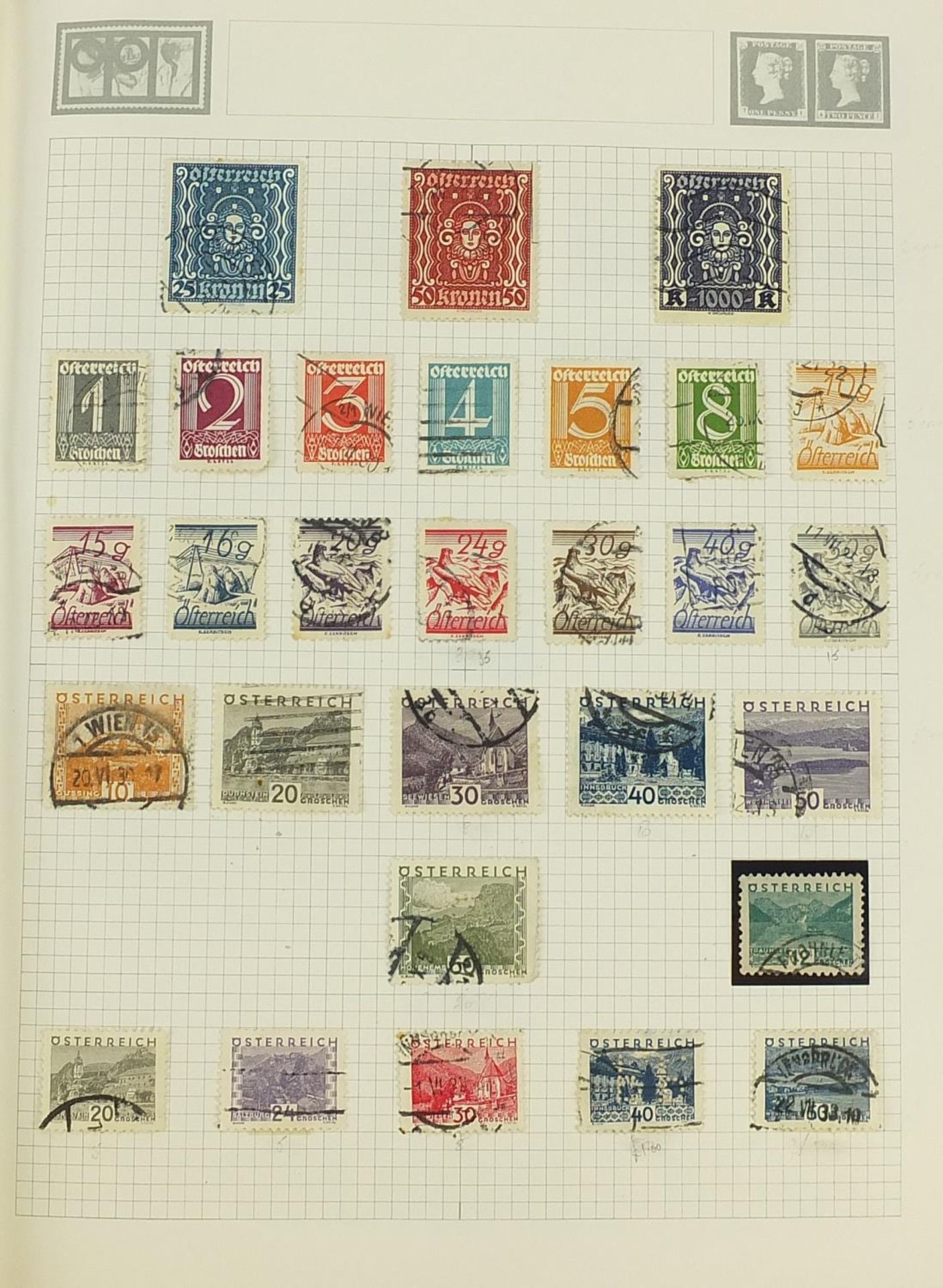 Collection of world stamps arranged in an album including Austria, Cuba and Europe - Bild 5 aus 7