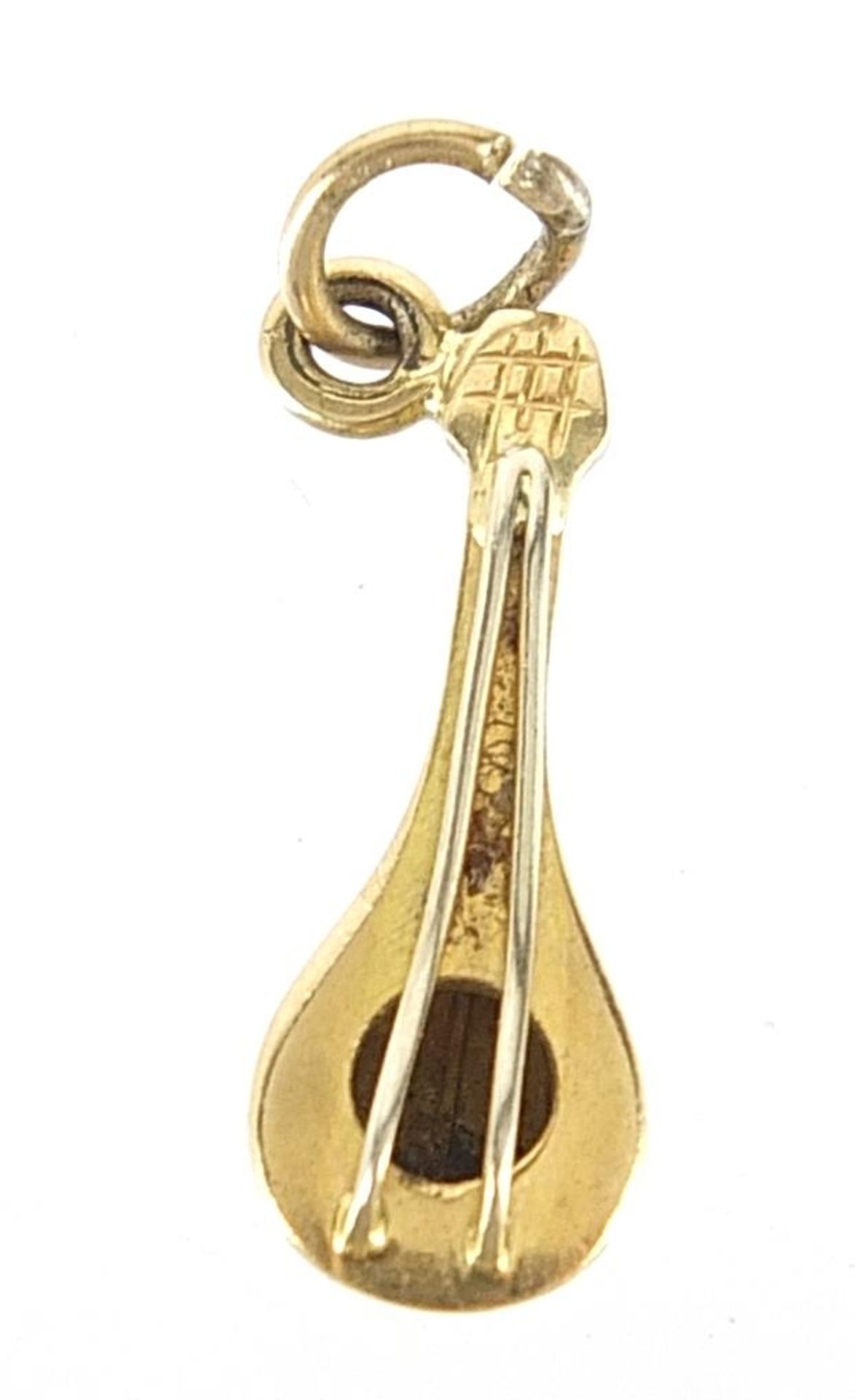 9ct gold mandolin charm, 1.5cm in length, 1.0g