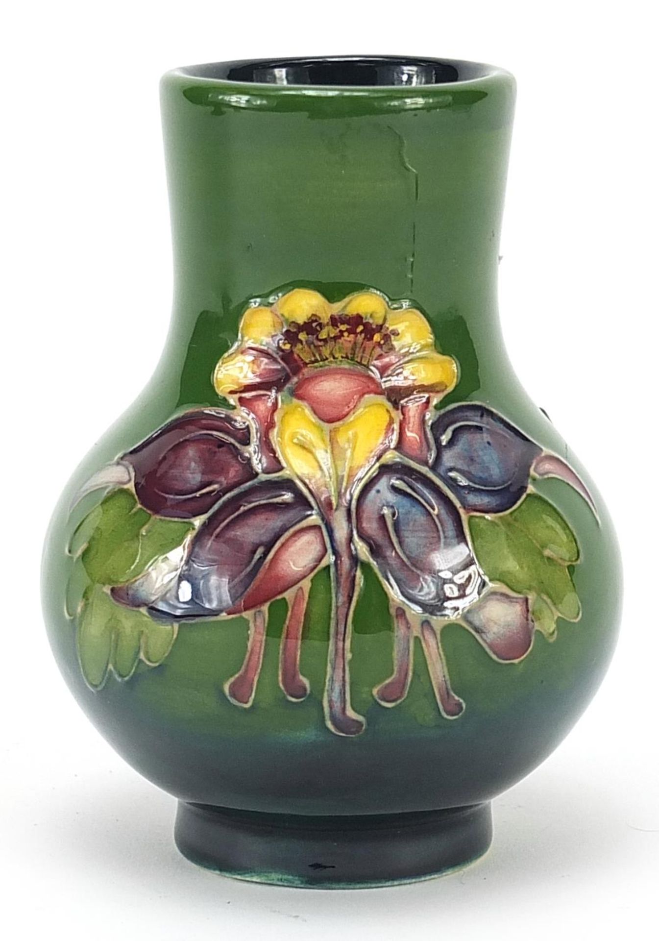 Moorcroft pottery vase hand painted with flowers, 11cm high