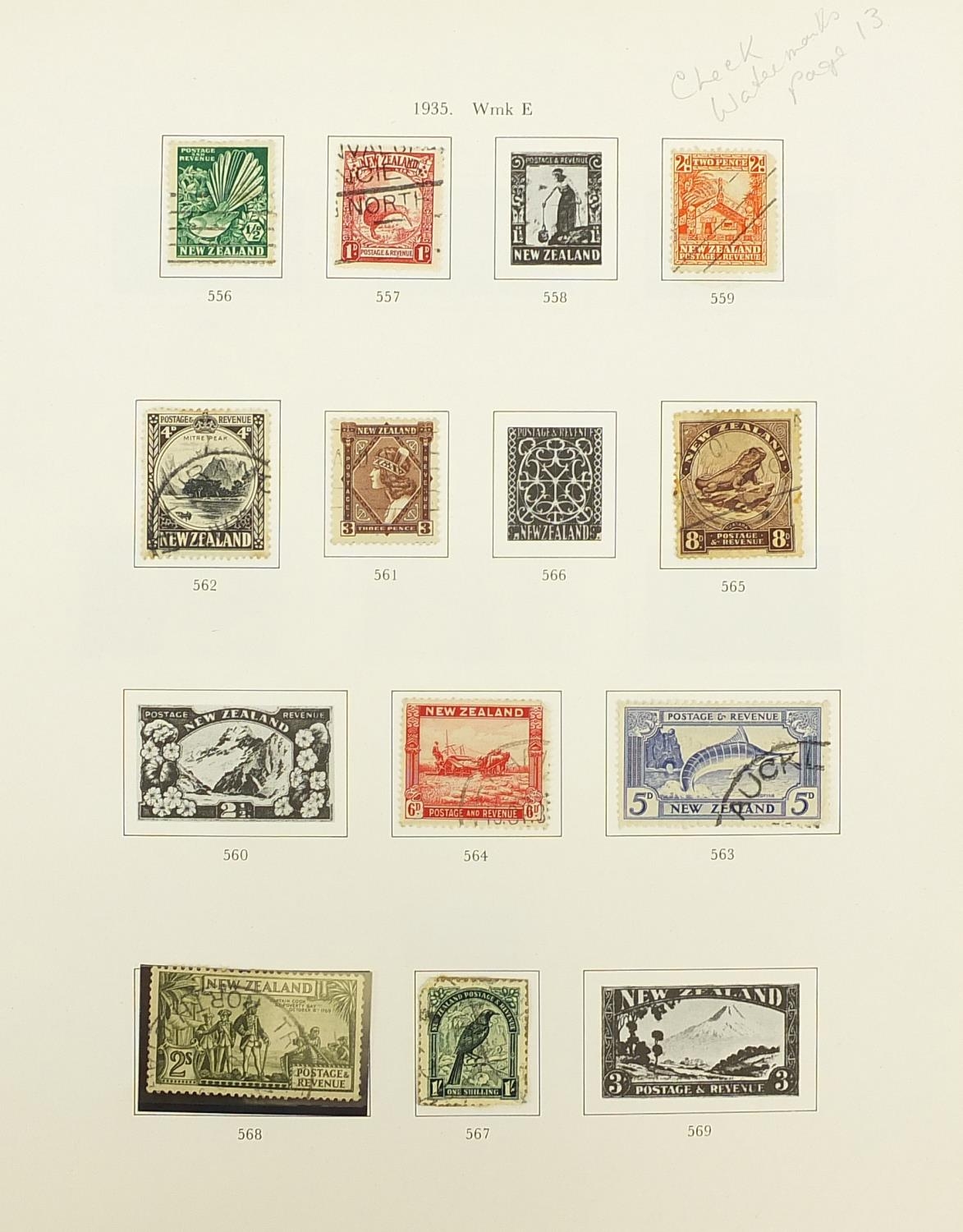 Collection of New Zealand stamps arranged in an album and a black stock sheet of unmounted stamps - Image 3 of 9