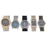 Five gentlemen's Citizen wristwatches including 200m Divers and two Eco Drive chronographs