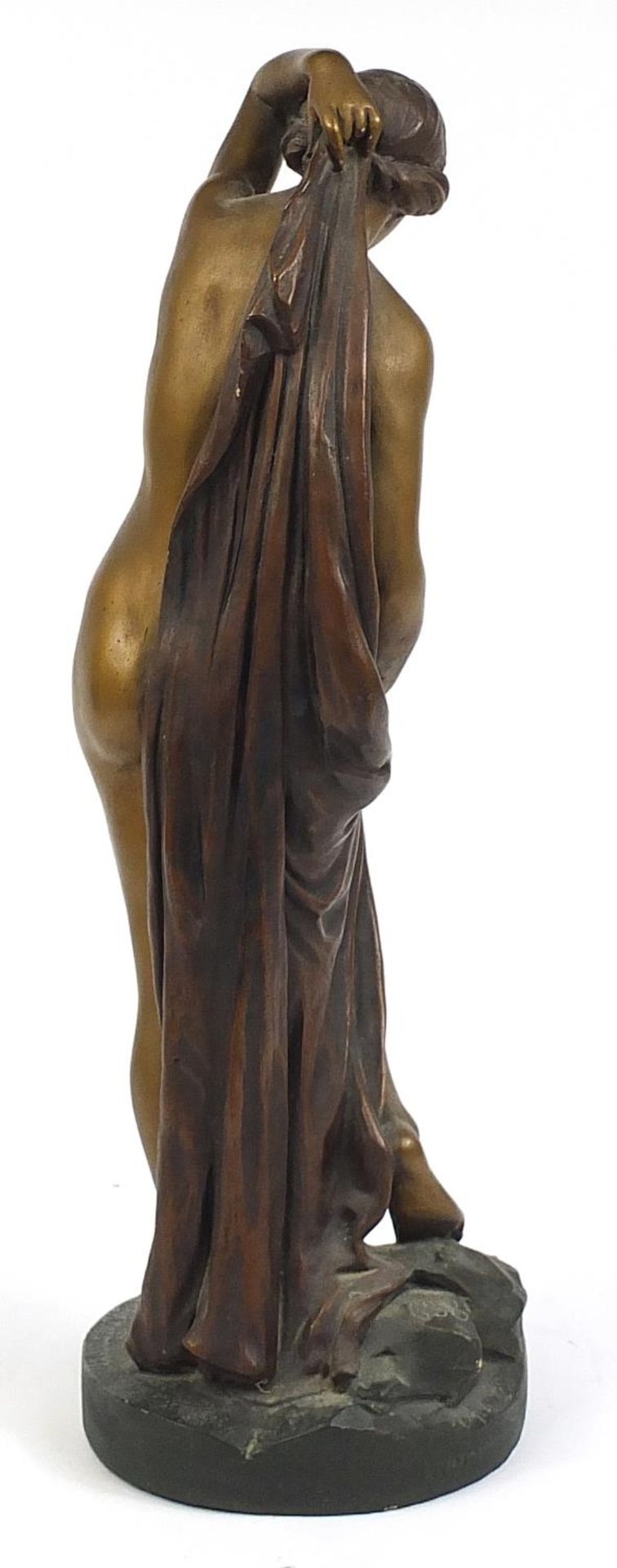 Large French plaster figure of a scantily dressed female with applied plaque, titled Venus Sortant - Image 3 of 5