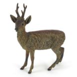 German cold painted bronze stag, impressed Geschutz to the underside, 16.5cm high