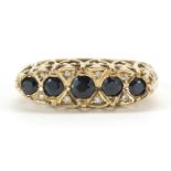 9ct gold sapphire and diamond stone ring, size M/N, 4.0g