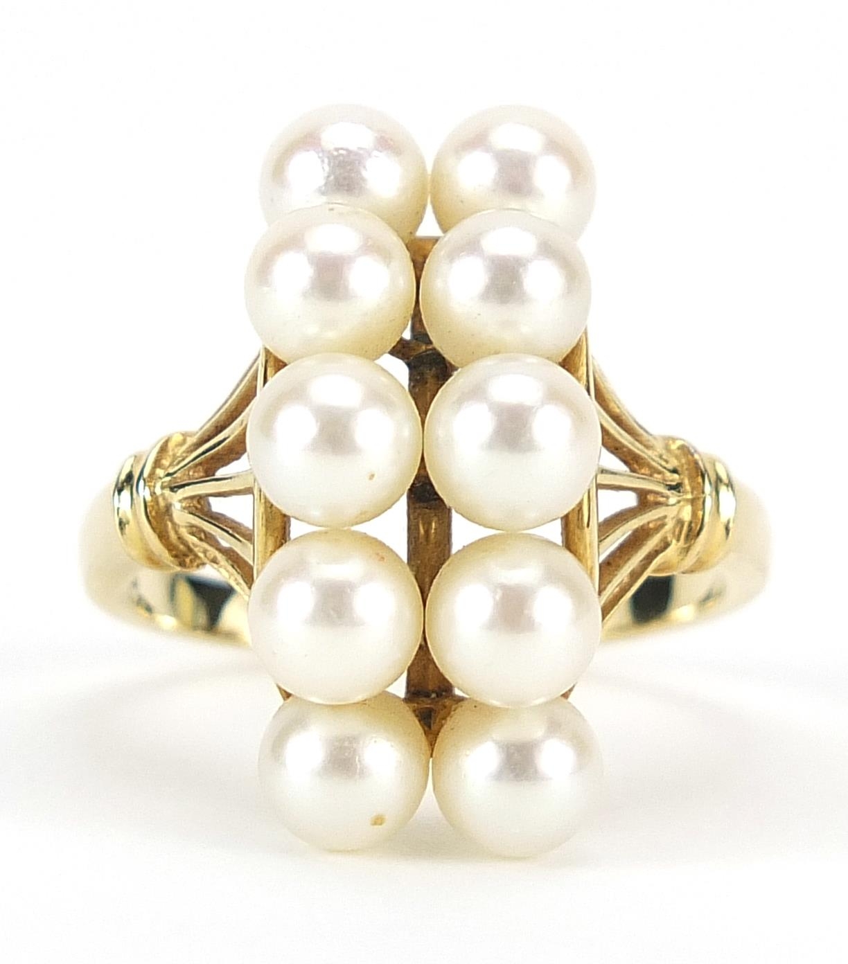 14ct gold Mikimoto cultured pearl ring, size N, 5.7g