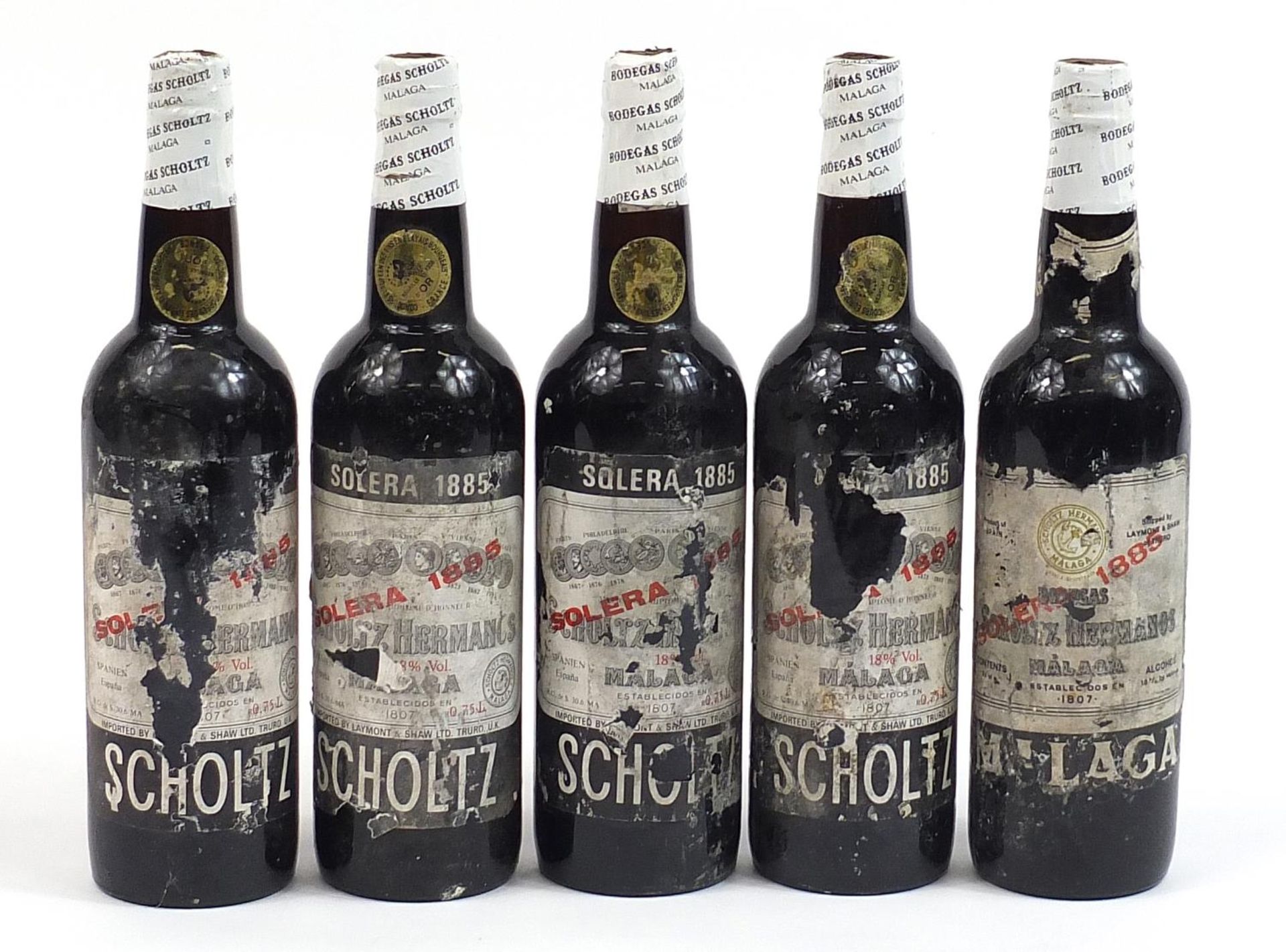 Five bottles of Scholtz Solera wine