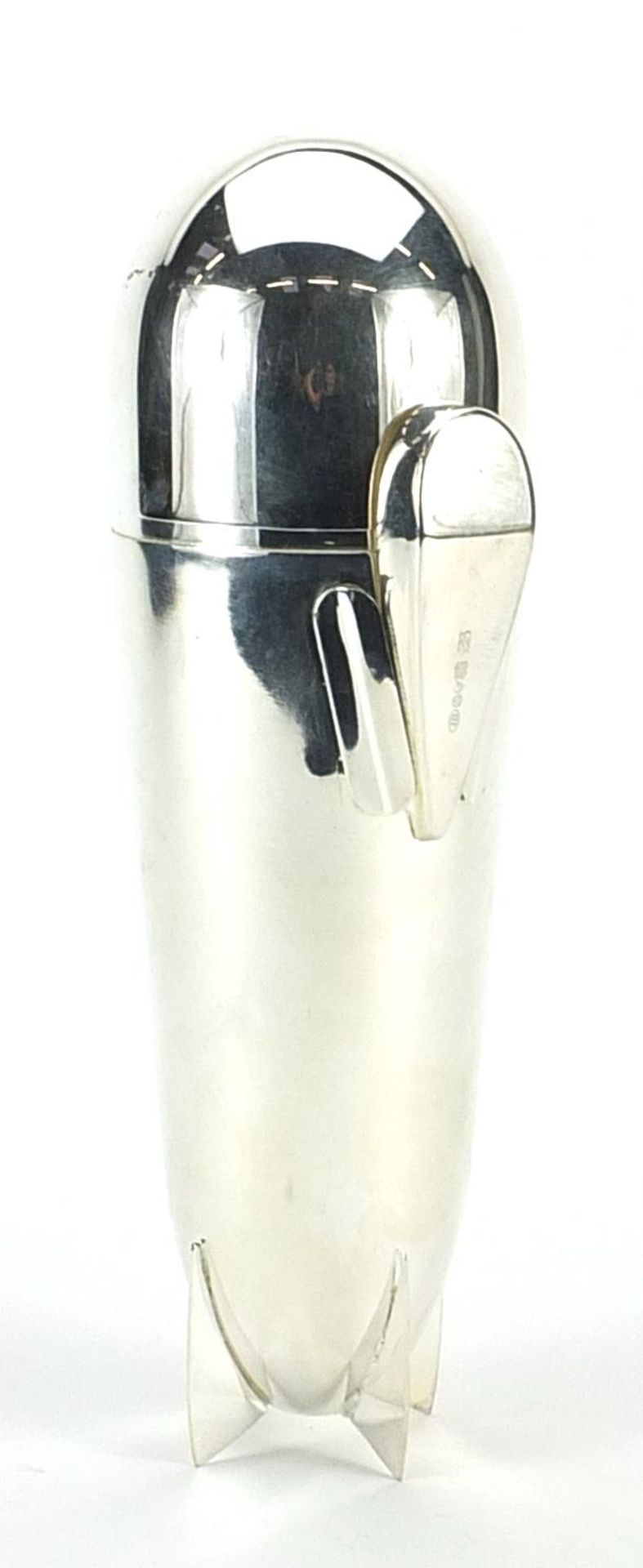 Art Deco style aeroplane bomb design cocktail shaker, 25cm high - Image 4 of 5