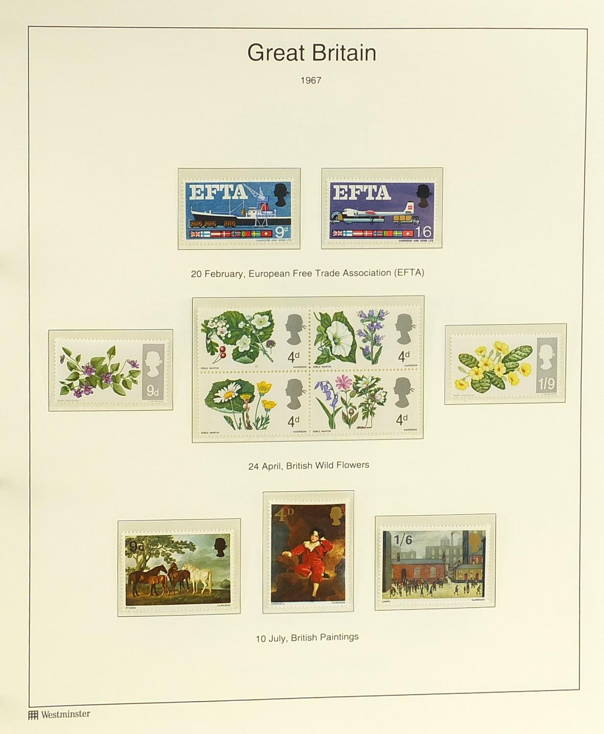 Collection of British stamps arranged in an album - Image 5 of 8