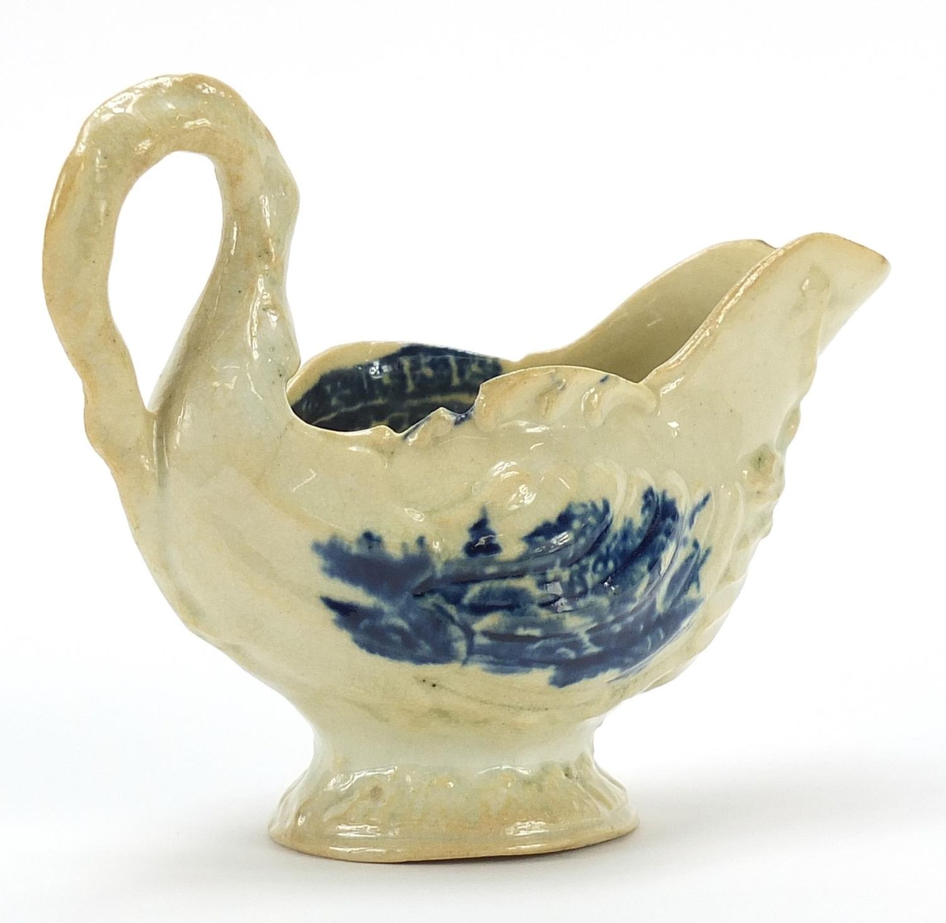 Late 18th century Liverpool porcelain cream jug, 11.5cm in length - Image 2 of 3