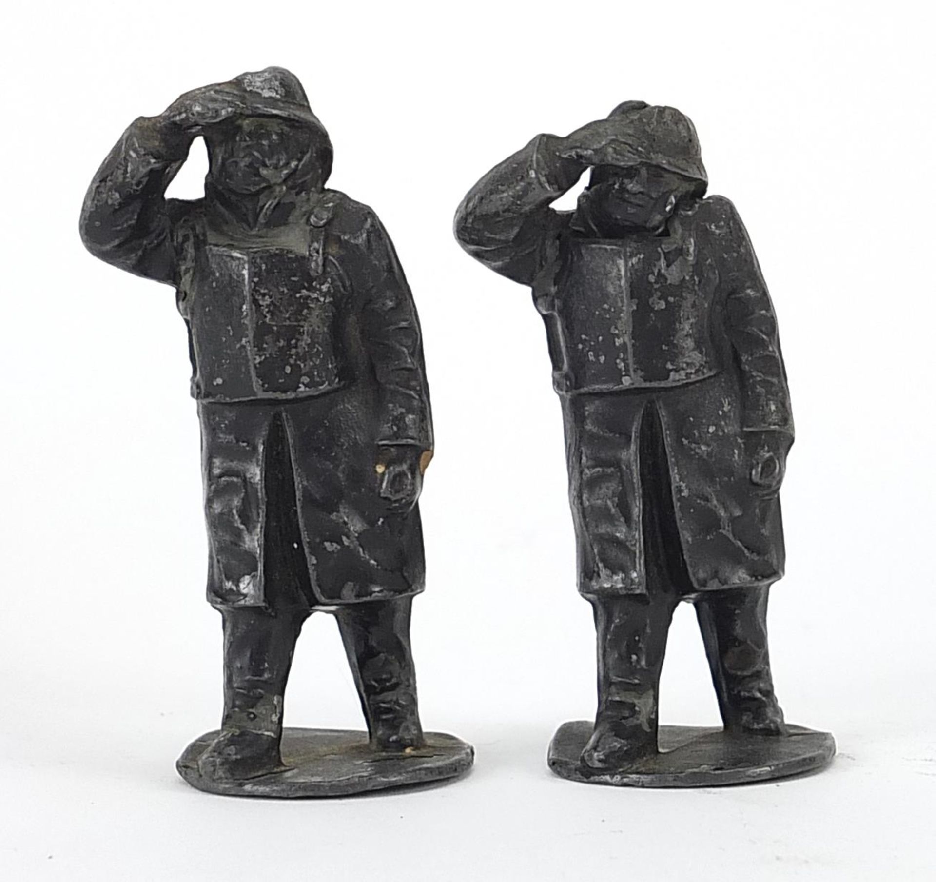 Two lead lifeboat figures, 6.5cm high