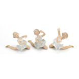 Wallendorf, Three German porcelain ballerina figurines, the largest 8cm high