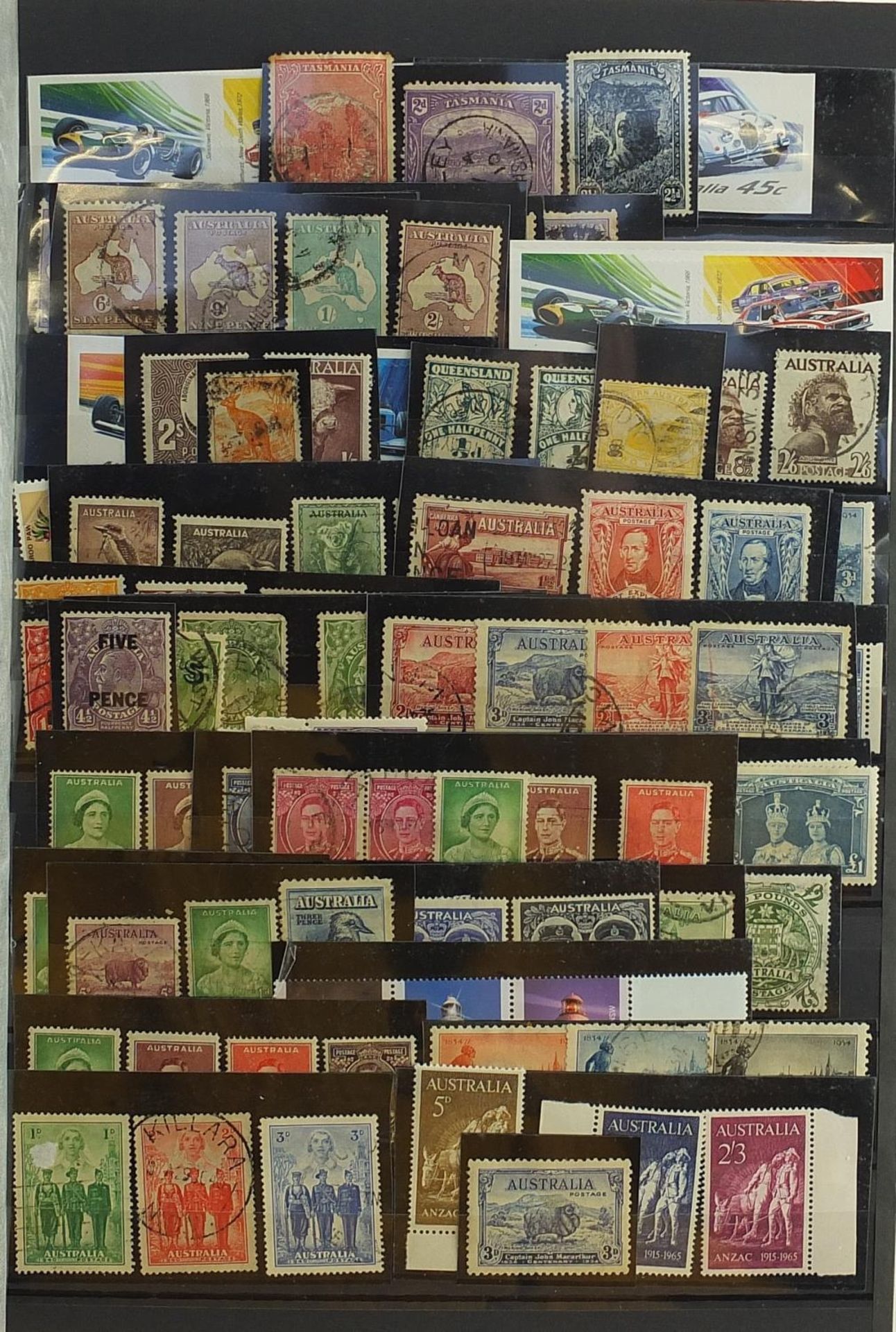 Commonwealth and colonial stamps arranged in an album including Africa, Australia and six colour