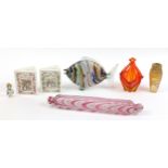 China and glassware including a pair of Royal Doulton Bramley Hedge money boxes, Murano fish and a